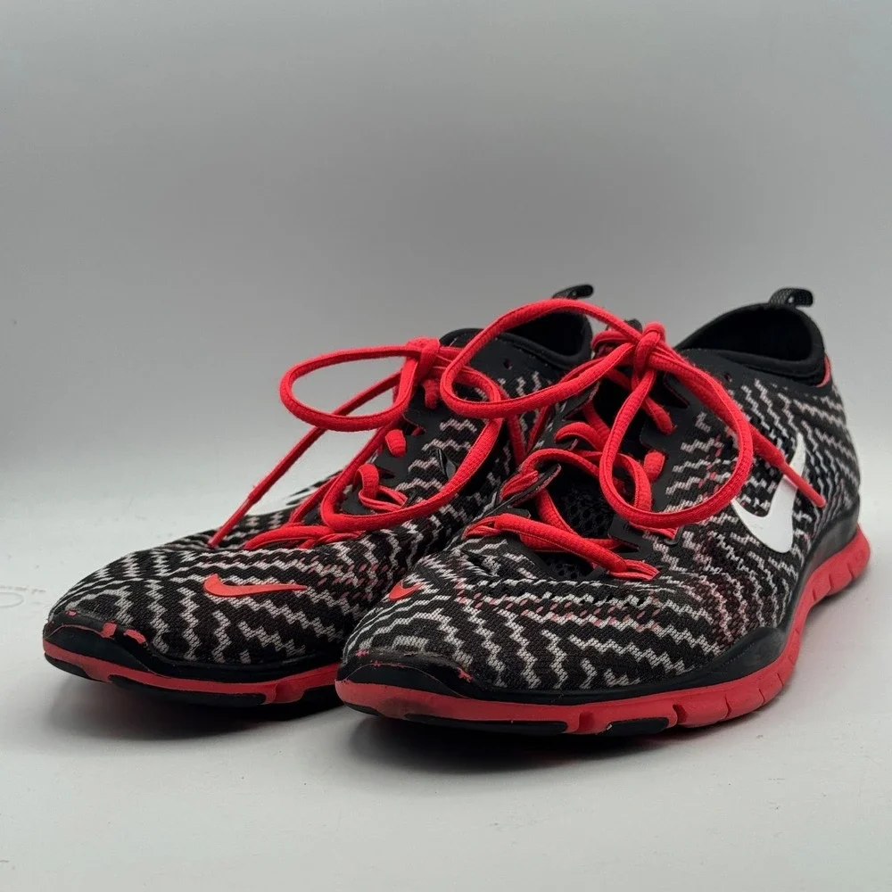 Nike Free 5.0 Shoes Mens Size 9 Black‎ Red White Patterned Lightweight Running